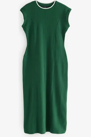 Next 100% Cotton Short Sleeve Tipped Jersey Midi Dress AU 20 Tall