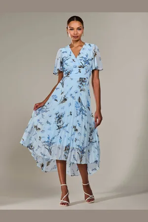 Jolie Moi Angel Sleeve Pleated Chiffon Maxi Dress AU 12