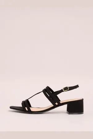 Friends Like These Black Suedette Wide Fit Minimal Block Low Heel Sandal AU 8 W (EU 39)