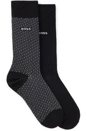 HUGO BOSS Black Patterned Regular Length 2 Pack Socks
