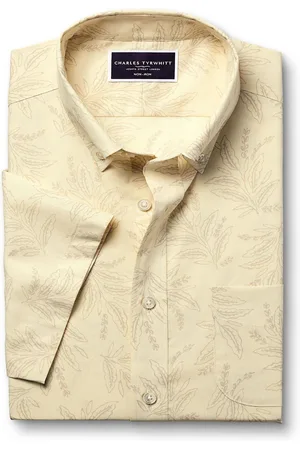 Charles Tyrwhitt Slim Fit Short Sleeve Non-Iron 100% Cotton Leaf Print Shirt XL