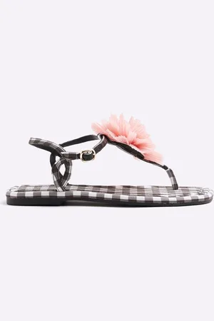 River Island Black 3D Flower Strappy Sandals AU 8 (EU 39)