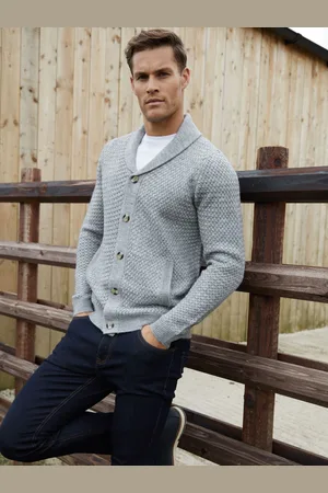 Threadbare Grey Shawl Collar Knitted Cardigan small