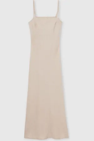 Reiss Roxanne Linen Double-Strap Slip Dress 14