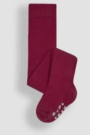 JoJo Maman Bébé Berry Pink Cotton Rich Plain Tights 6