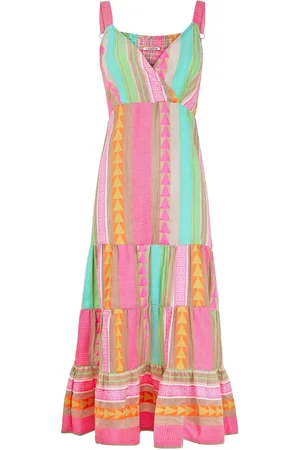 Joe Browns Jacquard Striped Tiered Wrap Front Maxi Dress AU 10
