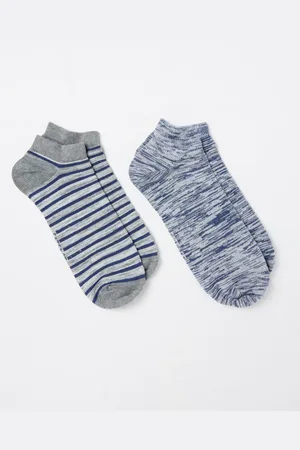 Fat Face FatFace Grey Striped Trainer Socks 2 Pack AU 9.5-11