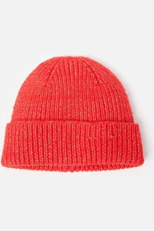 Oliver Bonas Red Ribbed Knitted Beanie Hat one