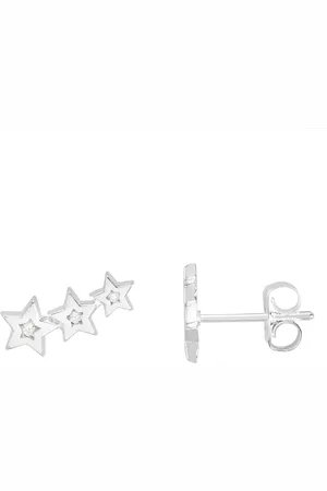 ESTELLA BARTLETT Silver Tone Cubic Zirconia Star Stud Crawler Earrings one
