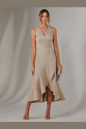 Jolie Moi Wrap Frill Hem Maxi Dress AU 14