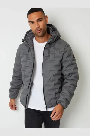 Threadbare Grey Showerproof Quilted Hooded Puffer Jacket XXL