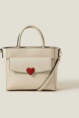 Accessorize Cream Heart Faux Leather Handbag one