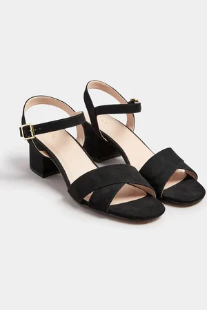 Long Tall Sally Black Two Part Block Sandals eu41uk7