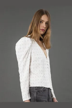 Religion White Fleet Puff Sleeve Blouse With Sequins AU 12