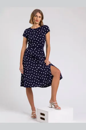 Roman Tie Waist Spot Print Dress AU 20