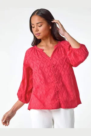 Roman Pink Textured 100% Cotton Blouse AU 12