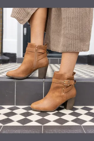 Novo Brown Regular Fit Jayda Buckle Detail Heeled Boots AU 7 (EU 38)