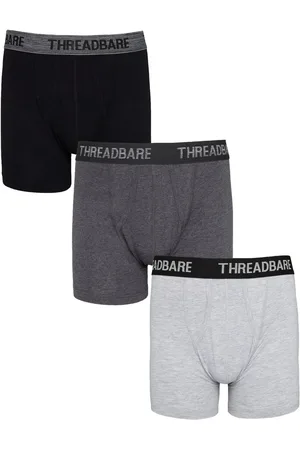Threadbare Grey Dark Black Hipster Boxers 3 Pack L