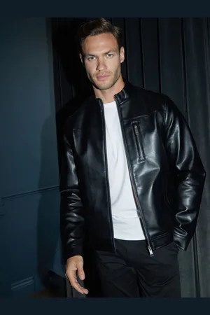 Threadbare Black Faux Leather Biker Jacket xlarge