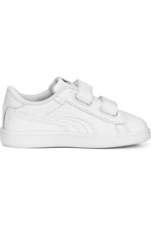 PUMA Cotton White Smash 3.0 Leather V Baby Unisex Sneakers AU 9 (EU 27)