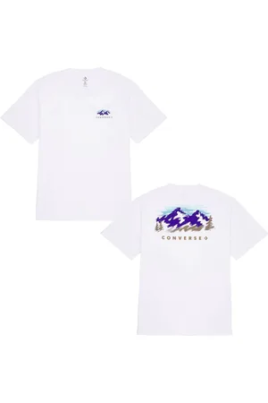 Converse White Abstract Mountain 100% Cotton T-Shirt L
