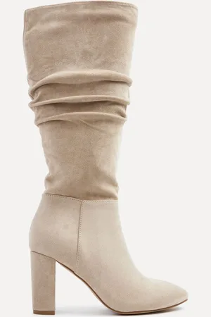 Linzi Nude Aura High Leg Ruched Boots With Block Heel AU 9 (EU 40)