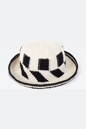 French Connection White 100% Cotton Crochet Hat One