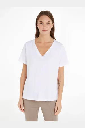 Calvin Klein White Smooth Cotton V-Neck Short Sleeve T-Shirt XS