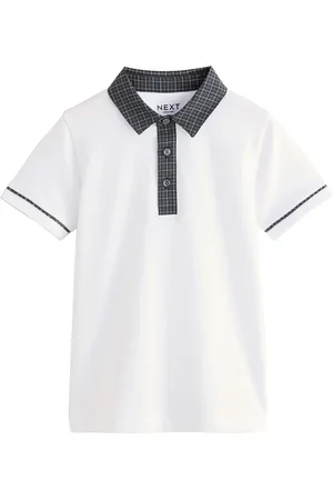 Next 100% Cotton Check Collar Short Sleeve Polo Shirt (3-16yrs) 5 Years (110cm)
