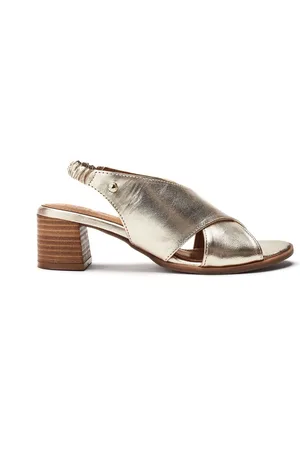 Moda In Pelle Metallic Prinia Cross-Over Leather Low Block Elastic Sandals eu37uk4
