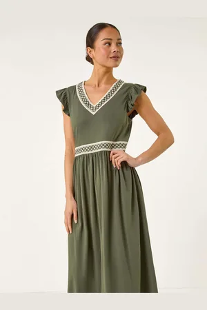 Roman Petite Crochet Trim Midi Dress 16