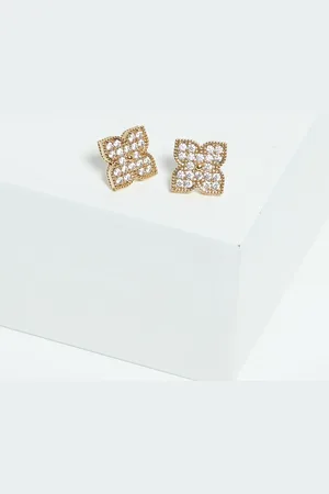 Jon Richard Gold Tone Pave Clover Stud Earrings one