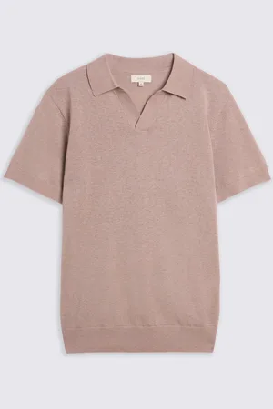 Moss Linen Blend Oatmeal Skipper Polo Shirt S