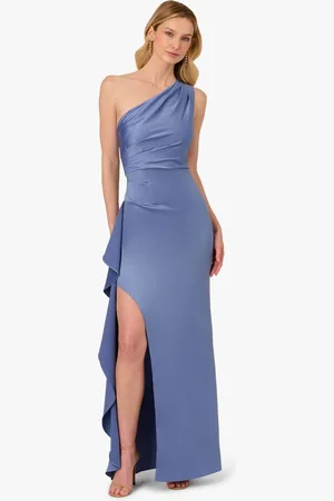 Adrianna Papell One Shoulder Satin Crepe Gown AU 8