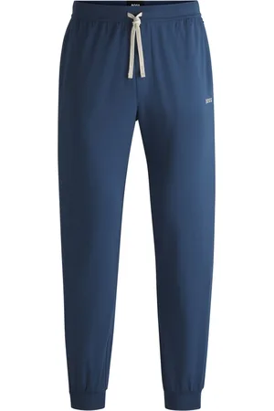 HUGO BOSS Blue Stretch Cotton Cuffed Tracksuit Bottoms S