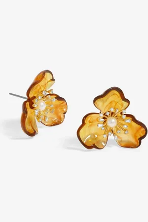 Jon Richard Gold Tone Flower Resin Earrings one