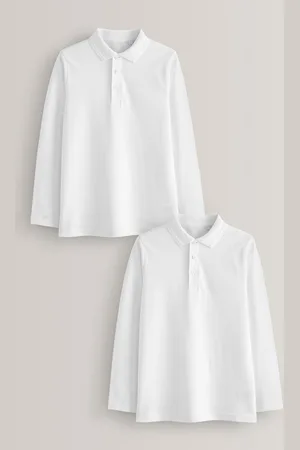 Next 100% Cotton Long Sleeve School Polo Shirts 2 Pack (3-16yrs) 122128cm