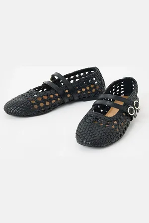 Oliver Bonas Mary Jane Double Buckle Woven Leather Shoes AU 5 (EU 36)