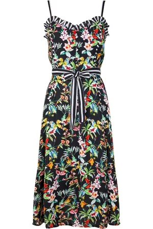 Joe Browns Tropical Print Tie Waist Contrast Strap Dress 14