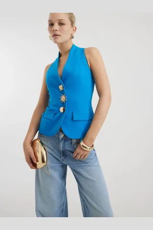 River Island Blue Halter Neck Waistcoat M
