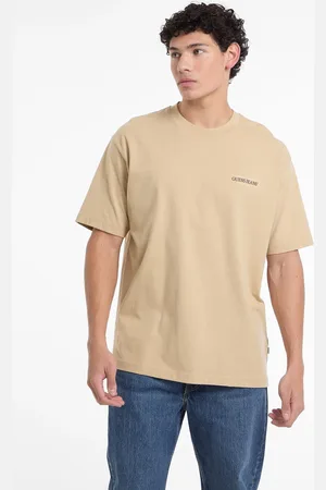 Guess Beige Back Print Graphic Logo 100% Cotton T-Shirt XL