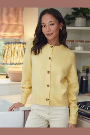 Threadbare Yellow Button Up Knitted Cardigan AU 12