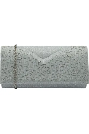 Lotus Silver Clutch Bag with Chain One