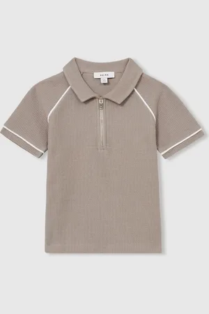 Reiss Lolland Cotton Textured Half-Zip Polo Shirt 12