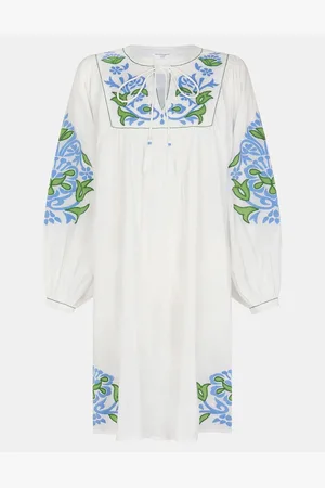 Accessorize Embroidered Long Sleeve Smock Dress medium