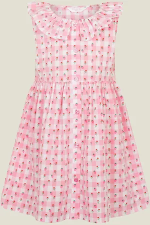Accessorize Girls Sleeveless Gingham Strawberry 100% Cotton Dress 9