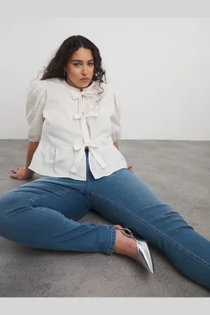 Simply Be Blue Chrome High Waisted Super Stretch Slim Jeans 18