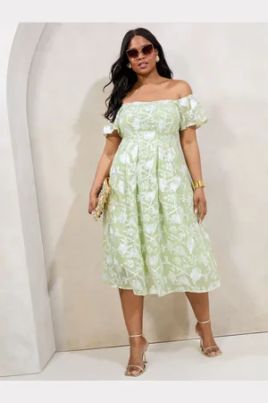 Lipsy London Curve Premium Floral Embroidered Bardot Midi Prom Dress 22