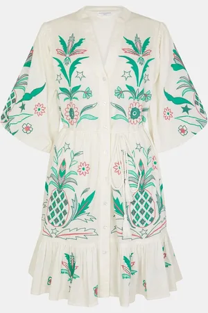 Accessorize Pineapple Embroidered Mini Dress small