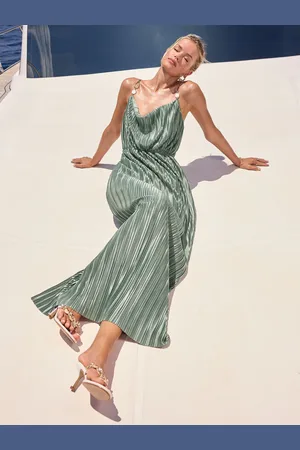 Lipsy London Shell Trim Strappy Plisse Cowl Neck Maxi Dress 18